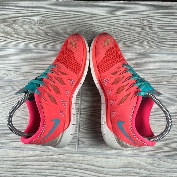 Nike Free 5.0 Pink 'Punch Cyan' Running Shoe Athletic Sneaker Womens 7 - Picture 5 of 9